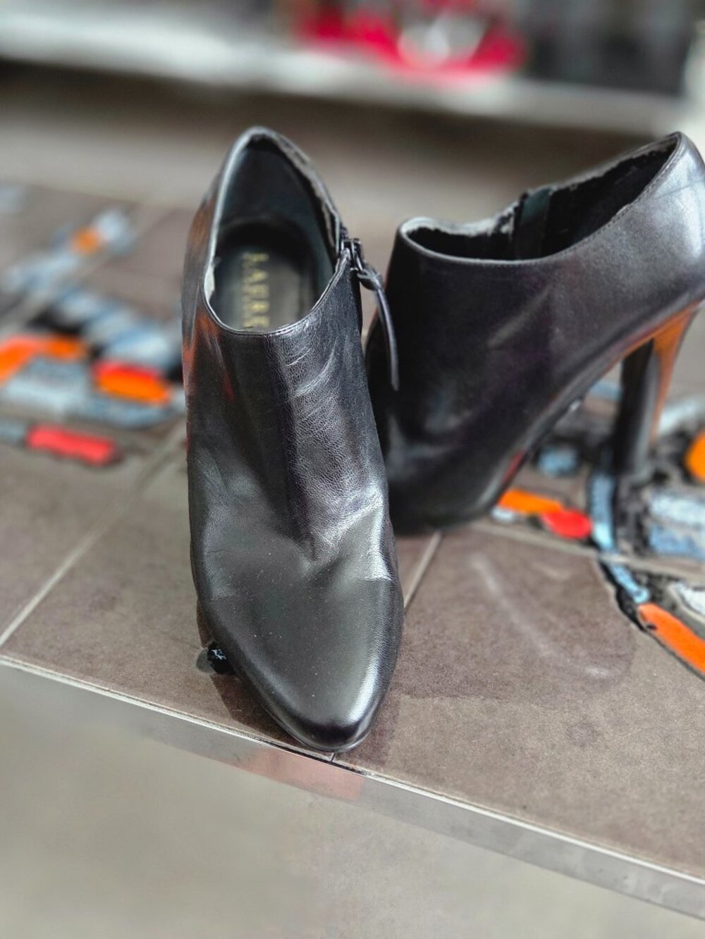 Ralph Lauren Black Leather Booties – Size 9 – Very Good Condition